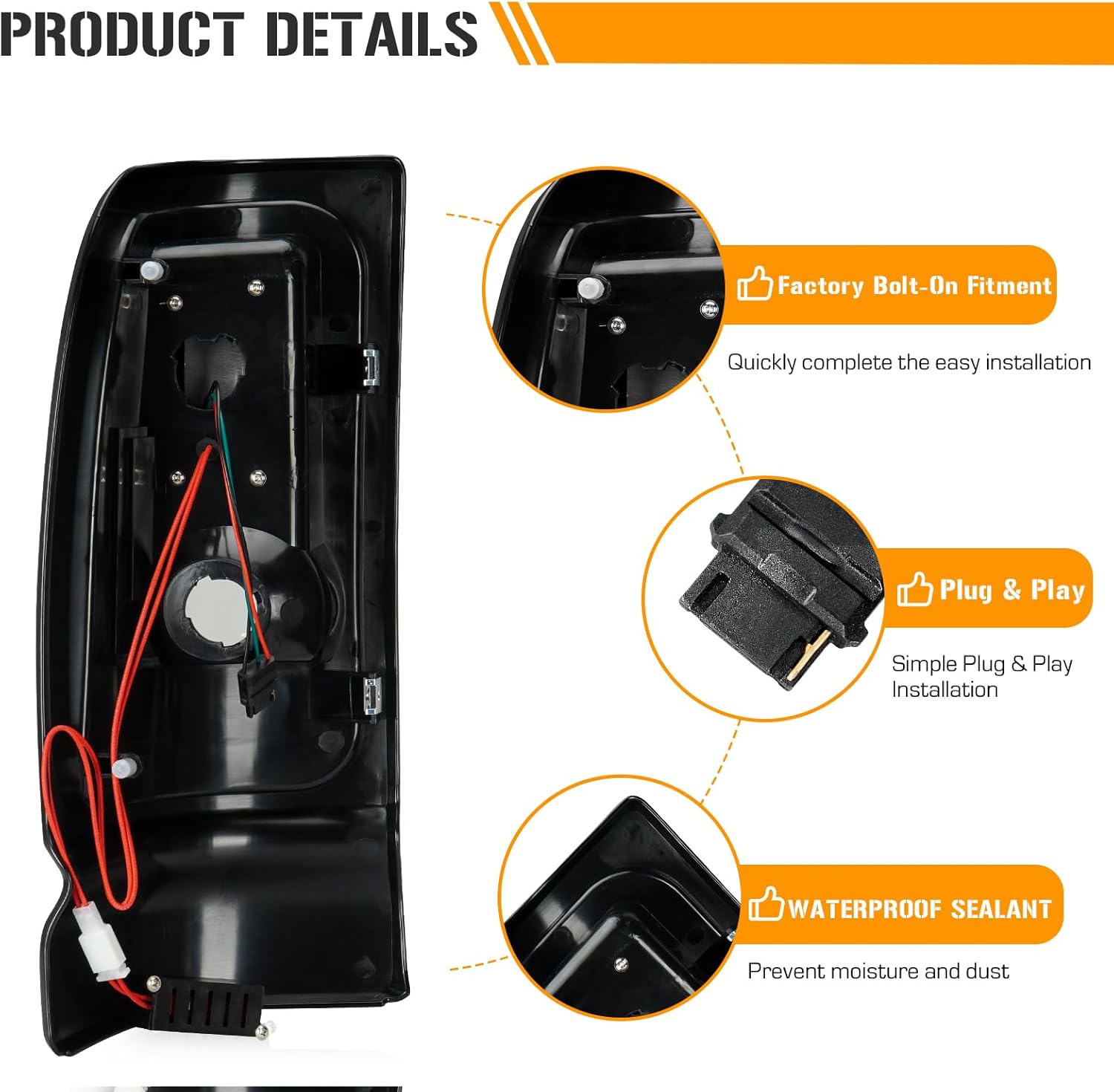Youxmoto LED Tail Lights for Ram 1500 1994-2001, for Ram 2500 3500 1994-2002, Chrome Housing Smoke Lens