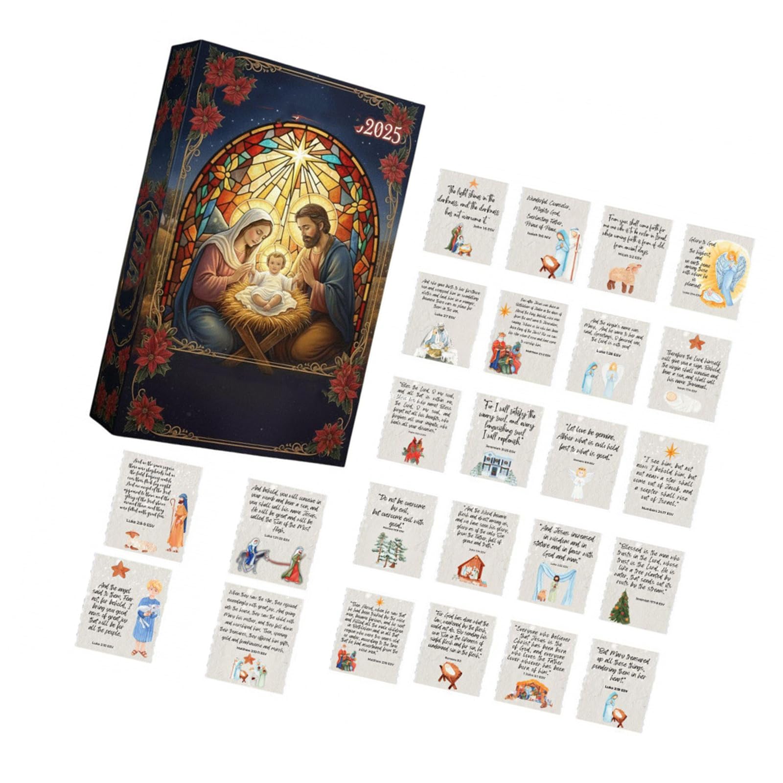 Tsophreniq Nativity Themed Advent Calendar Christmas Advent Includes 24 Bible Scripture Oament for Festival Celebration Nativity