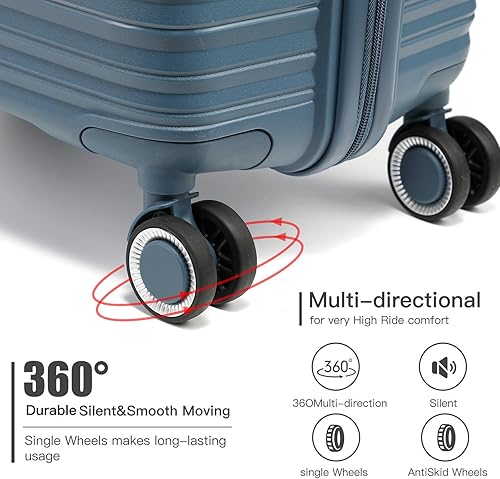 Miniatura 3 de Luggage Sets 4 Piece with 6 Set Packing Cubes - Lightweight PP Hardshell Suitcase with Spinner Wheels, TSA Lock (IceBlue)