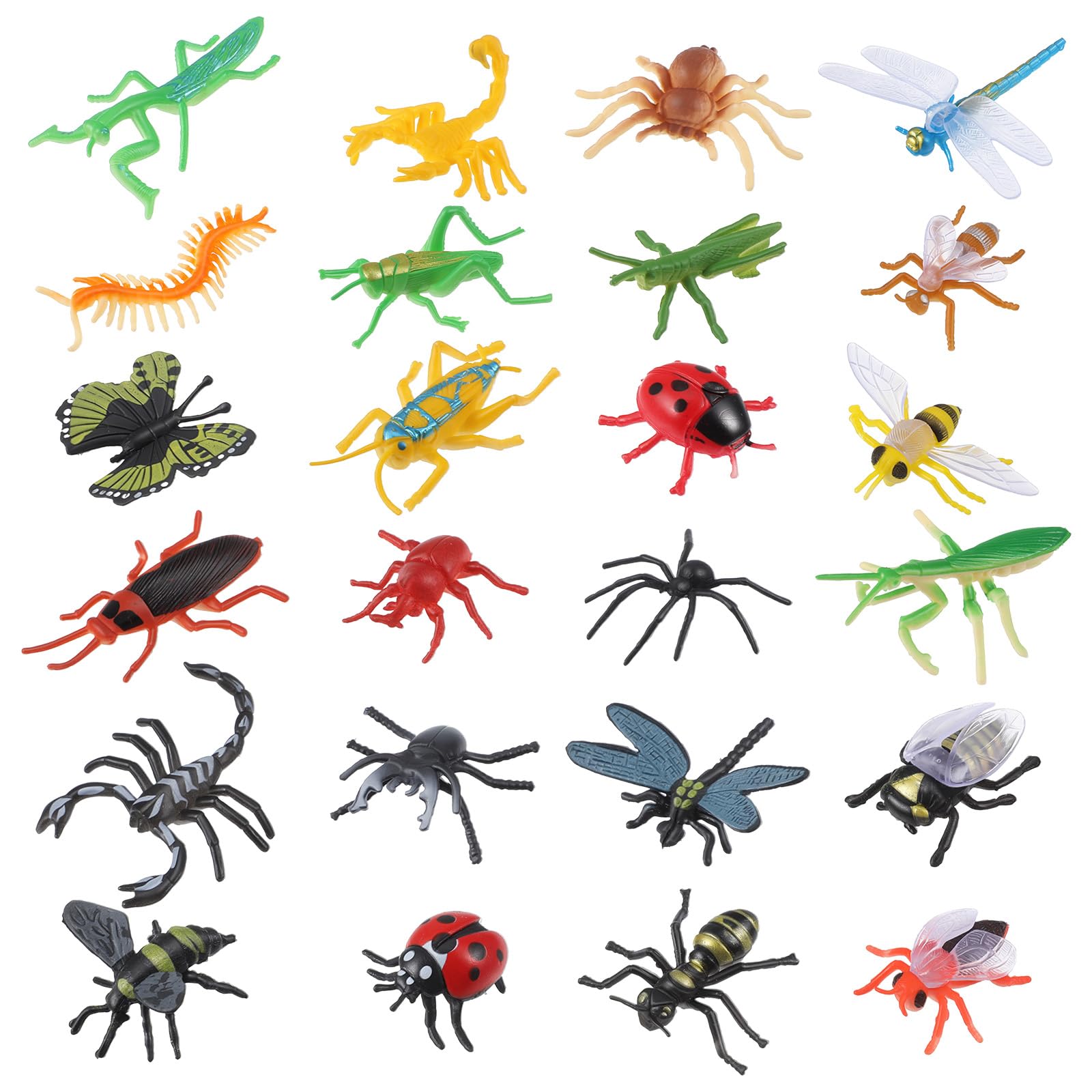 RAHHLIZS 24Pcs Mini Beasts Plastic Bugs Fake Bugs Realistic Bug Toys Fake Insects Minibeasts for Education Themed Insect Party Halloween Party April Fools' Day Decorations