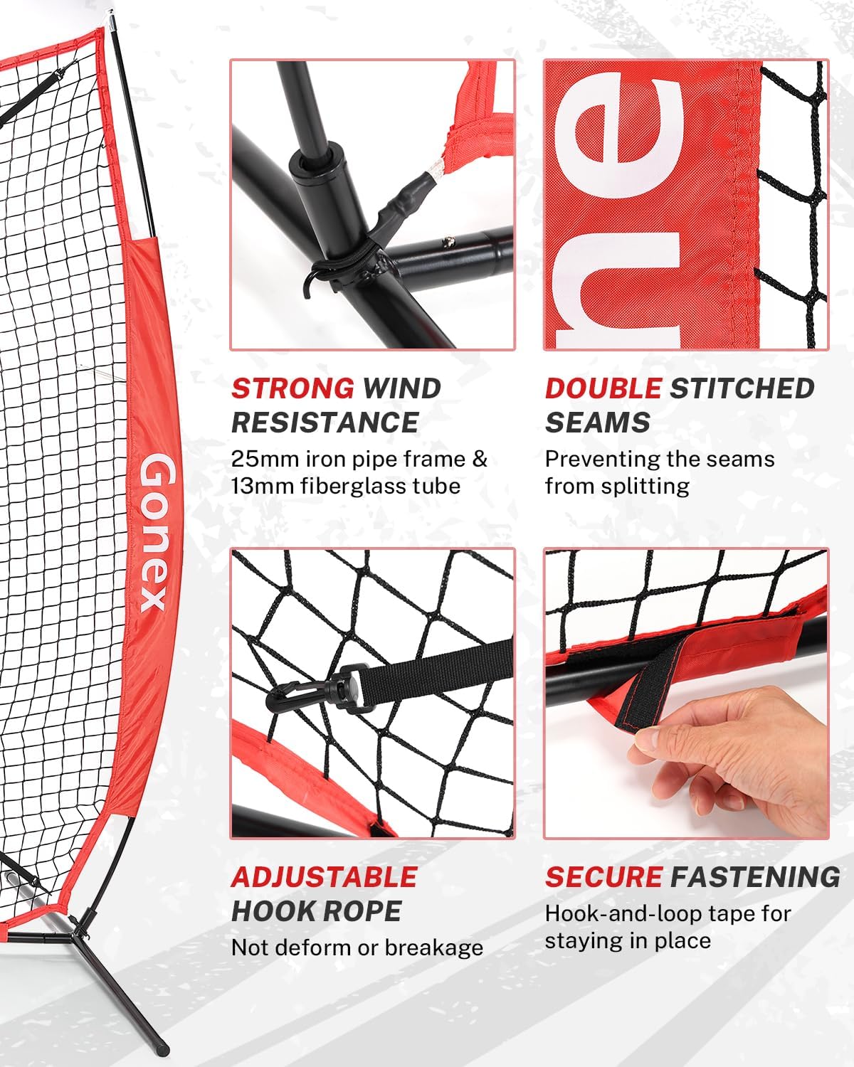 Gonex 7' x 7' Baseball Softball Practice Net Set with Batting Tee for Hitting and Pitching Batting, Practice Training Aid, with Strike Zone, Large Mouth, Bow Frame, Carrying Bag