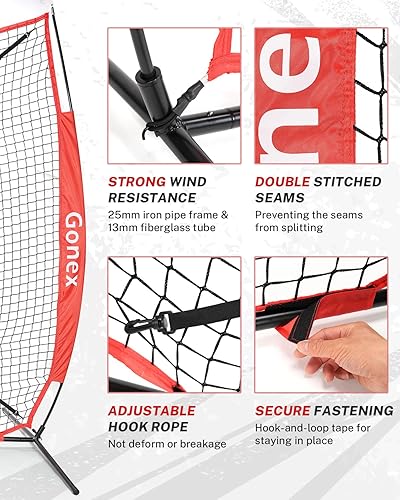 Miniatura 3 de Gonex - Juego de red de práctica de béisbol y sóftbol de 7 x 7 pies con camiseta de bateo para bateo y lanzamiento, ayuda de entrenamiento de
