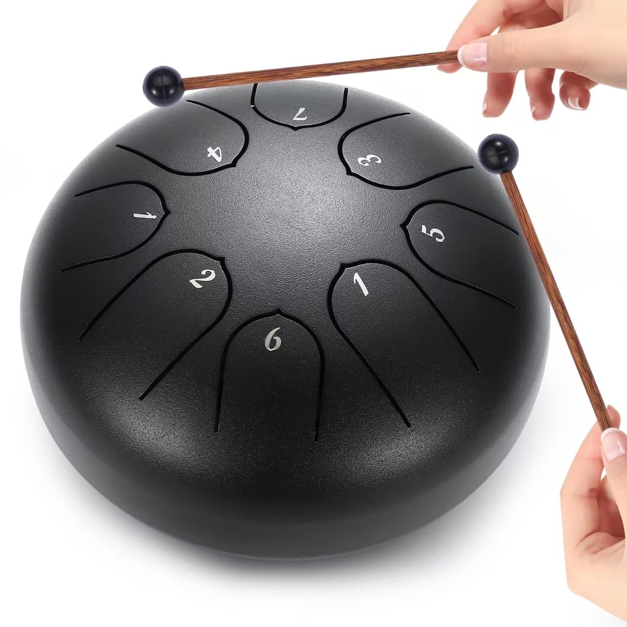 Zungentrommel 6 Zoll 8 Tone | Steel Tongue Drum | Handpan für Meditation & Entspannung, Yoga, Familienaktivitäten | Garden Regen Trommel Instrument(Schwarz)