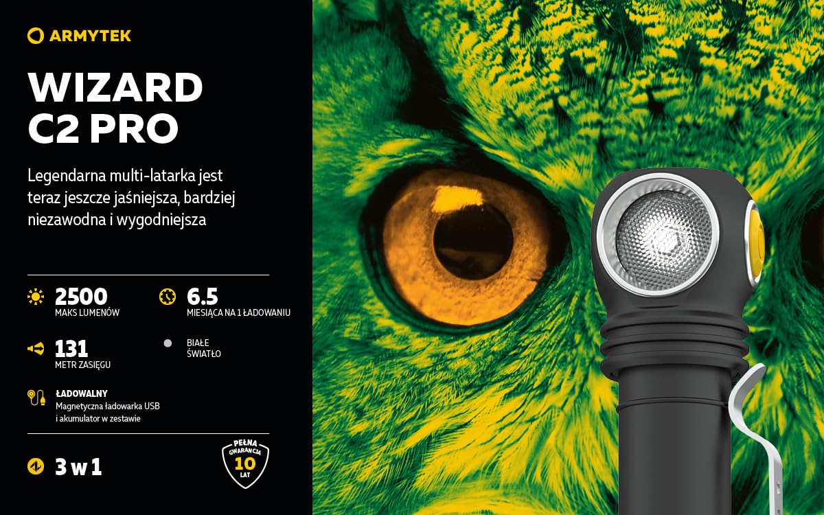 Armytek LED latarka czołowa Wizard C2 Pro białe światło latarka Magnes USB