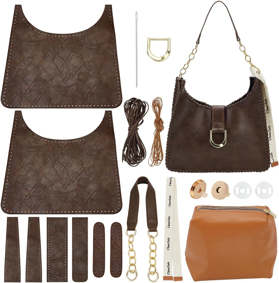 WADORN DIY PU Leather Handbag Making Kit, Women‘s Shoulder Bag Making Set for DIY Purse Making Leather Shoulder Handmade Bag Sewing Accessories for Women Holiday Day DIY Craft, Brown - Image 8