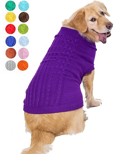 Miniatura 9 de Suéter para perros pequeños, medianos y grandes, gatos y cachorros, cálido, bonito, de invierno, clásico, con cuello alto, ideal para Navidad