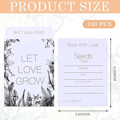 Miniatura 3 de Teling Paquete de 100 unidades de papel kraft sin relleno, sobres rústicos autoadhesivos, sobres de almacenamiento de flores pequeñas, recuerdos de