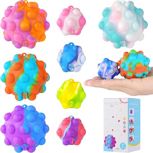 Inflatable Pop Ball Its Fidget Toys Bulk Stocking Stuffers for Kids 3D Stress Balls Birthday Party Favors for Kids Goodie Bag Stuffers Fidgets for Classroom Prizes It Poppers Squeeze Sensory Toys 8PCS