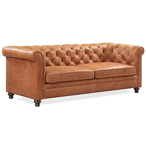 POLY & BARK Lyon 87.4” Leather Sofa in Cognac Tan