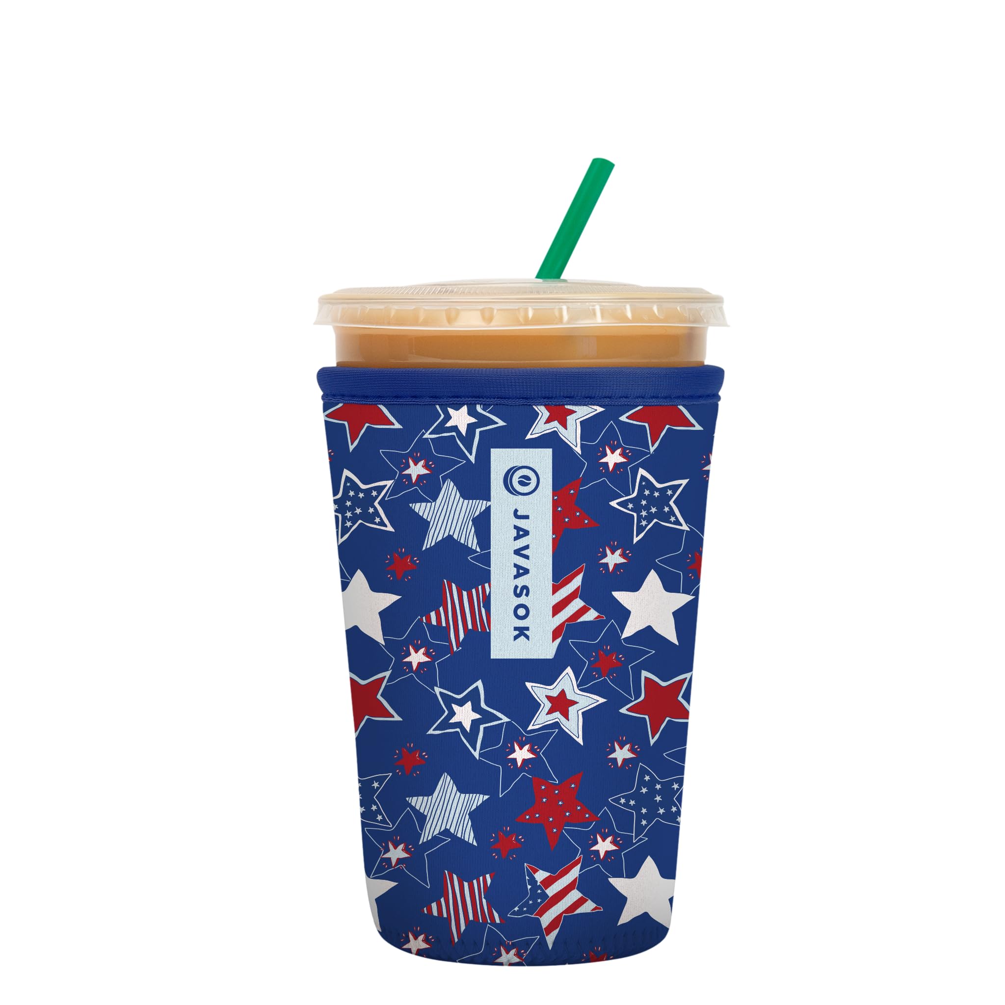 Sok It JavaSok Iced Coffee & Cold Soda Insulated Neoprene Cup Sleeve (Star-Spangled, Medium: 22-28oz)