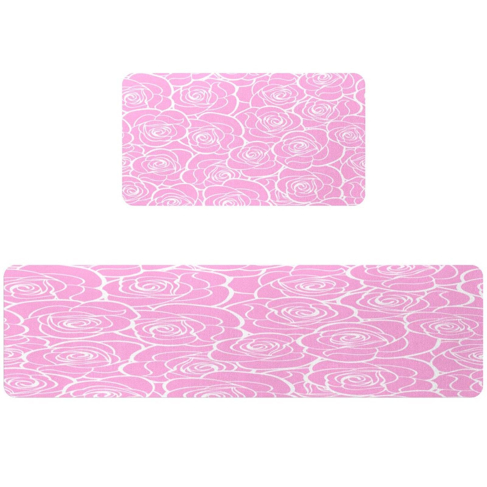 Alfombrillas de cocina para pasillo y cuarto de lavado con flores antideslizantes