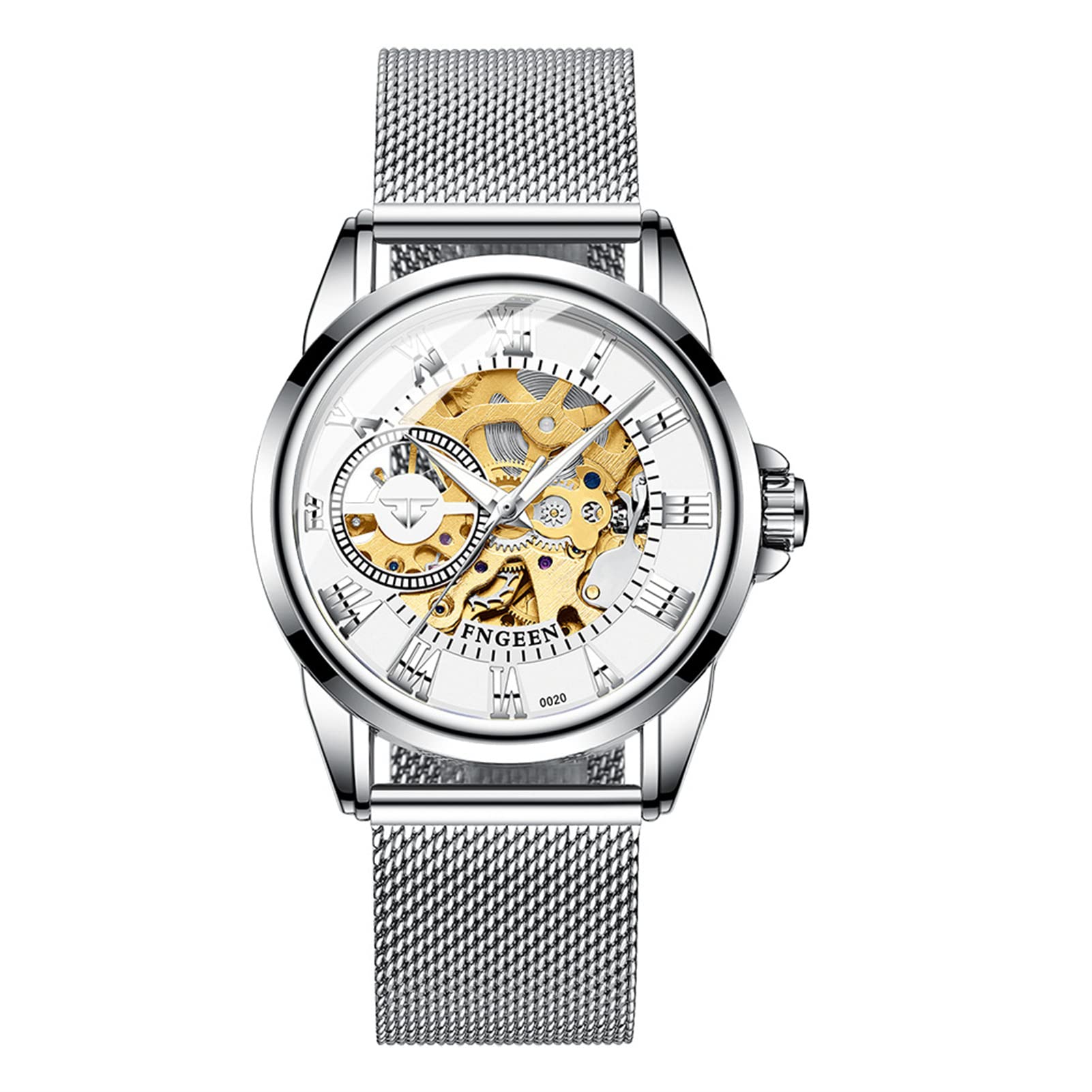 FORSINING Orologio Uomo Automatico Scheletro - Meccanico A Carica Automatica, Cassa In Acciaio, Quadrante Con Numeri Romani E Luminoso