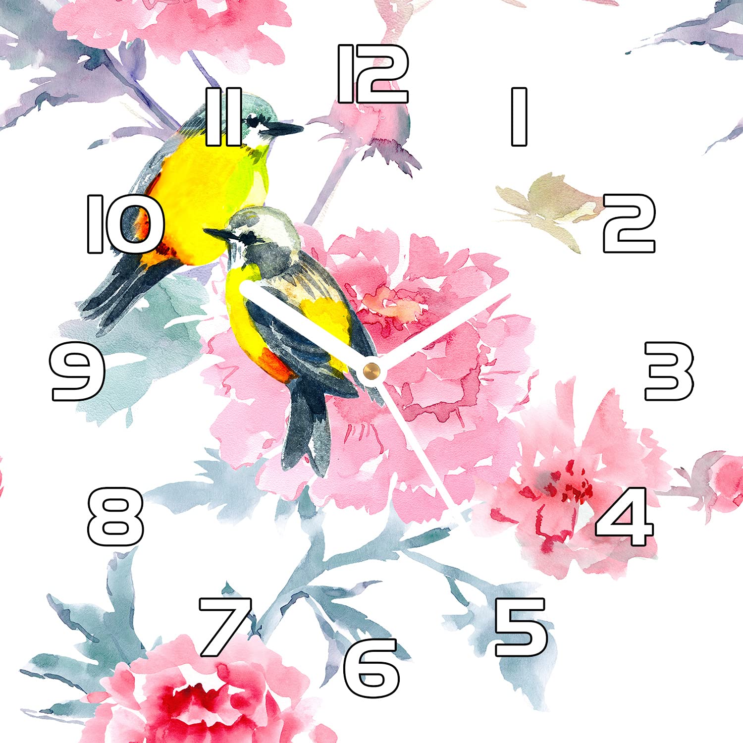 Horloge murale en verre Coloray 30x30 salon cuisine aiguilles blanches