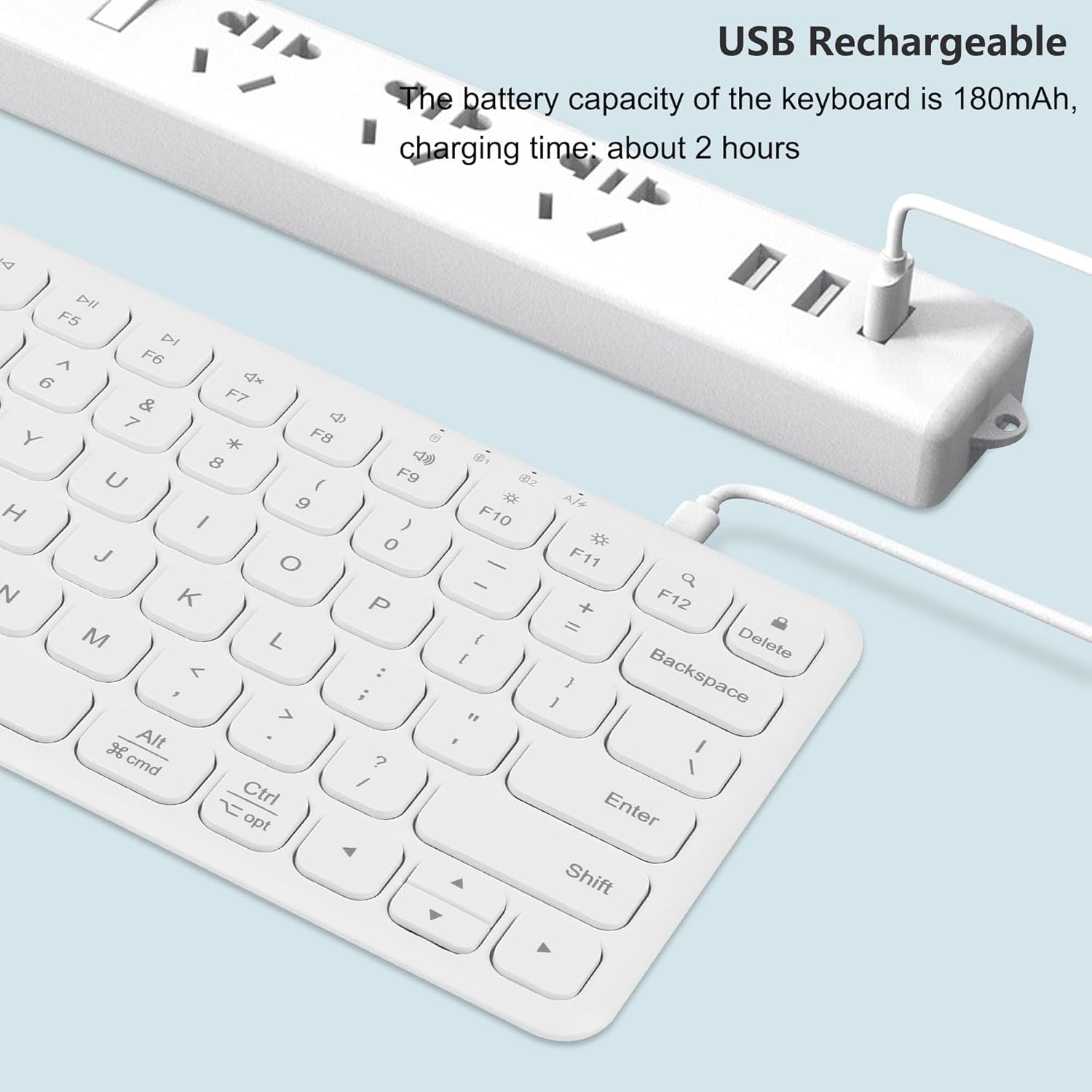 3 Mode Bluetooth Wireless Keyboard and Mouse Set, BT/2.4G, 3 Devices Connectable, Shared USB Receiver, Ultra Thin Rechargeable Quiet 78 Keys for PC/Laptop/Tablet/Windows/MacBook/iMac (White)