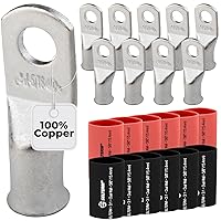 Vista 206 de SELTERM 25 piezas de lengüetas de cable de batería de cobre estañado de grado marino de 2/0 AWG de 3/8 pulgadas, terminales de anillo de calibre 00