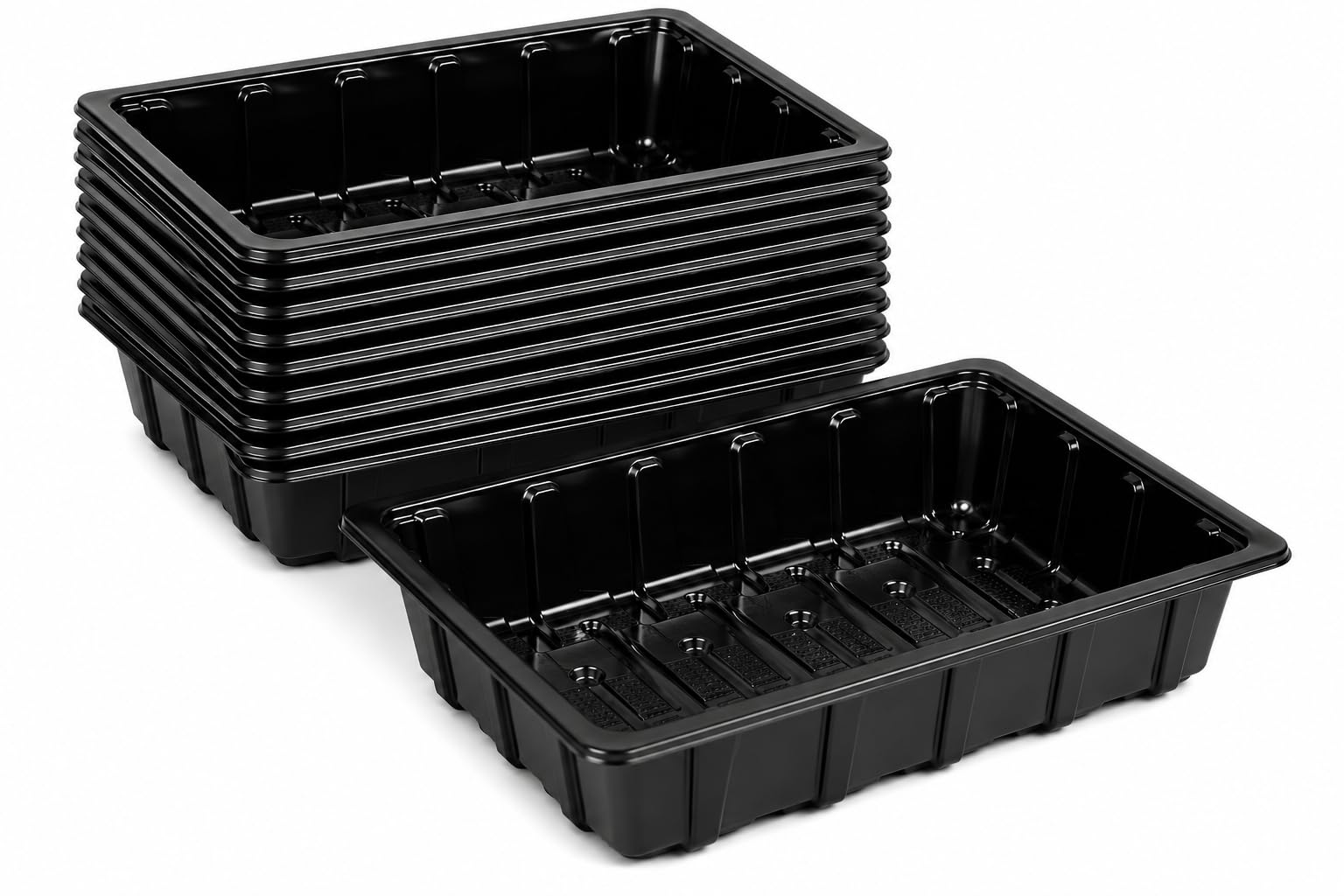 Pack of 10 - Half Size Seed Tray Propagation Tray for Seedlings Herbs Microgreens Plants – Durable Plastic Grow Tray with No Drainage Holes – Indoor Greenhouse Windowsill Seed Starting Tray