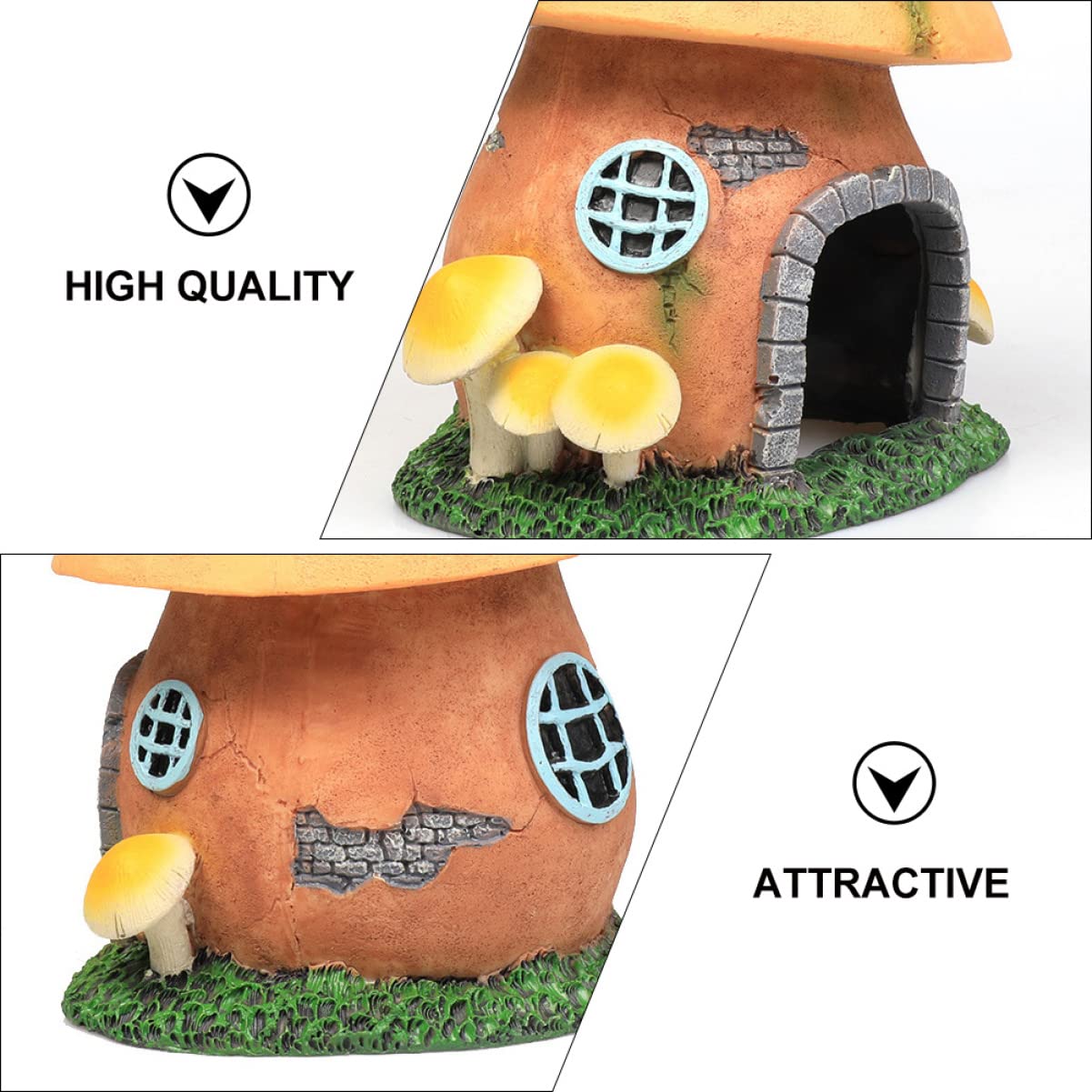 POPETPOP Cachette Décorative en Résine Verte pour Aquarium et Terrarium, Grotte Facile à Déplacer Décoloration, pour Poissons et Reptiles