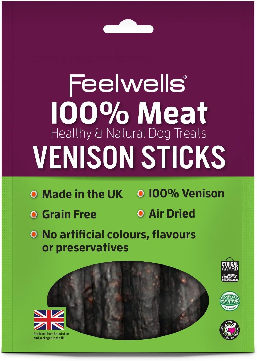 Feelwells 100% Meat Treats Venison Sticks 100g