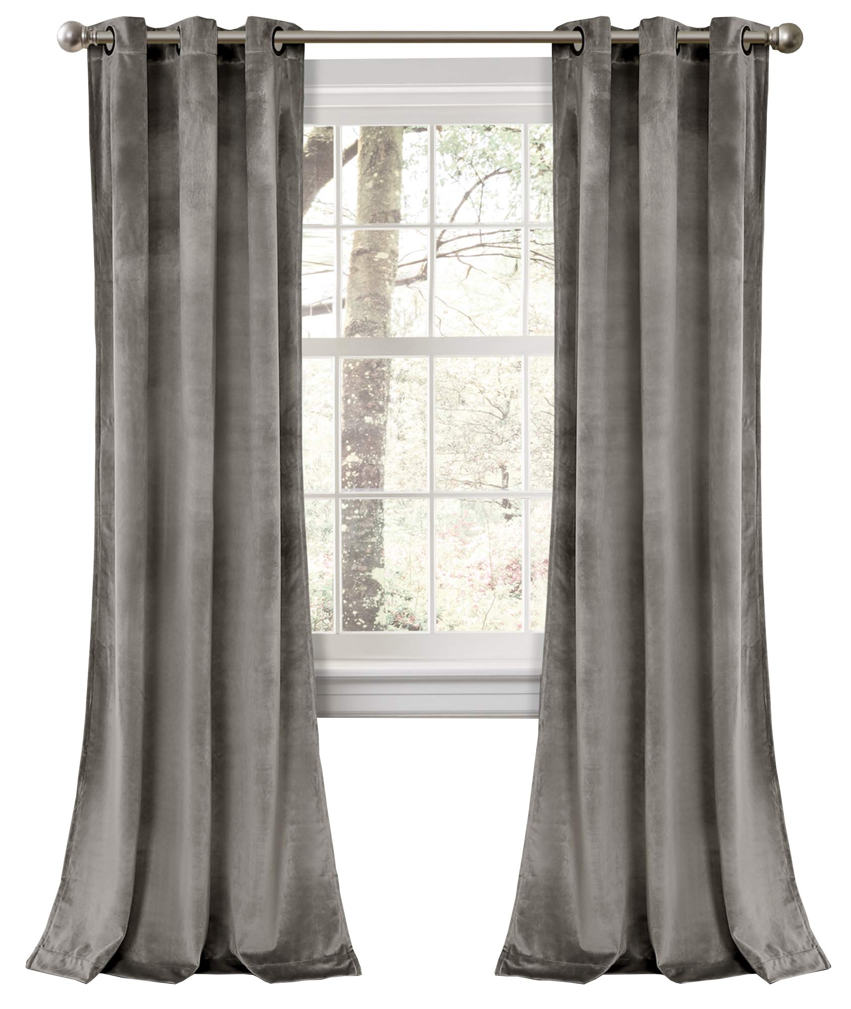 Rideaux en velours gris 96x213 cm Lush Decor Prima pour salon