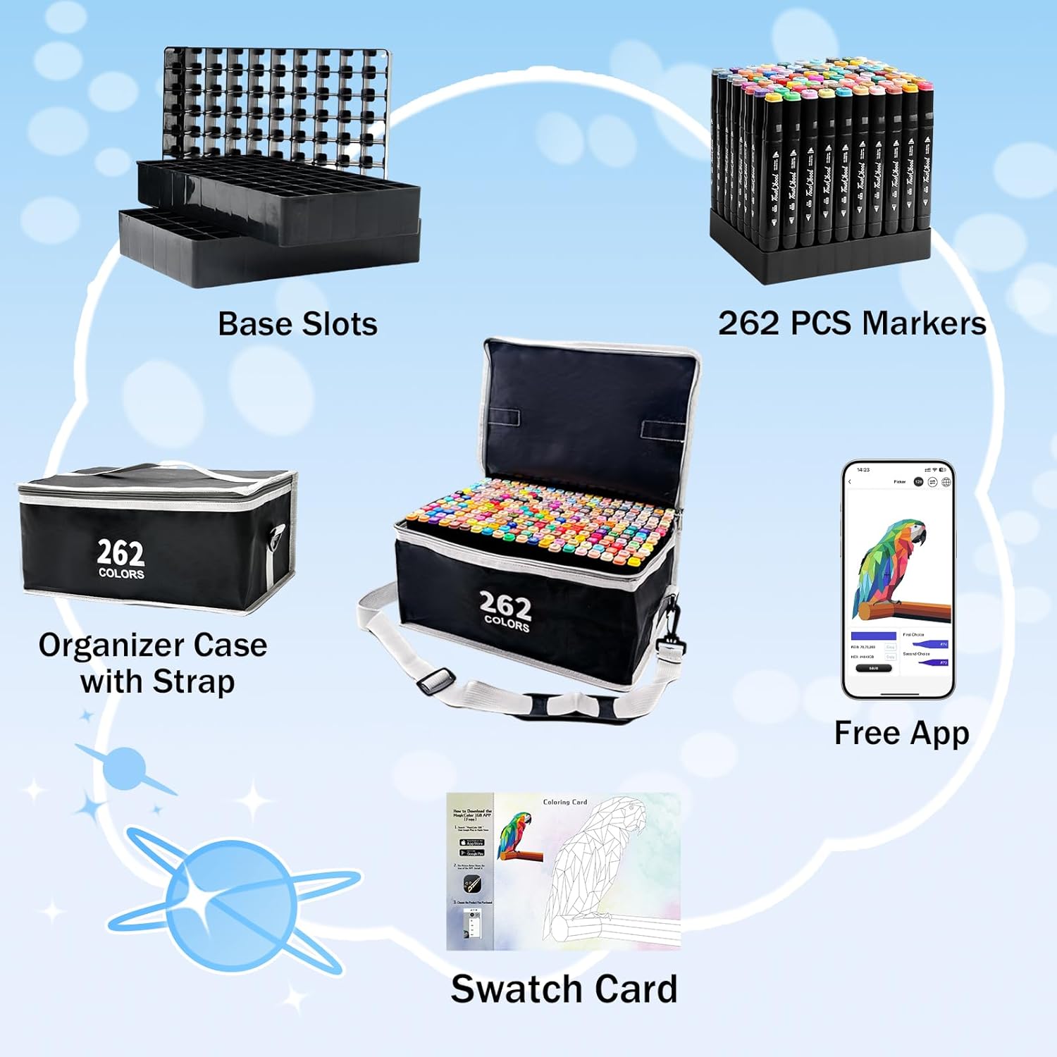 262 Colors Alcohol Markers, Art Markers for Artists with Coloring App, Dual Tip Marker for Adult Painting Sketching Drawing with Travel Case Great Gift Idea - Image 8