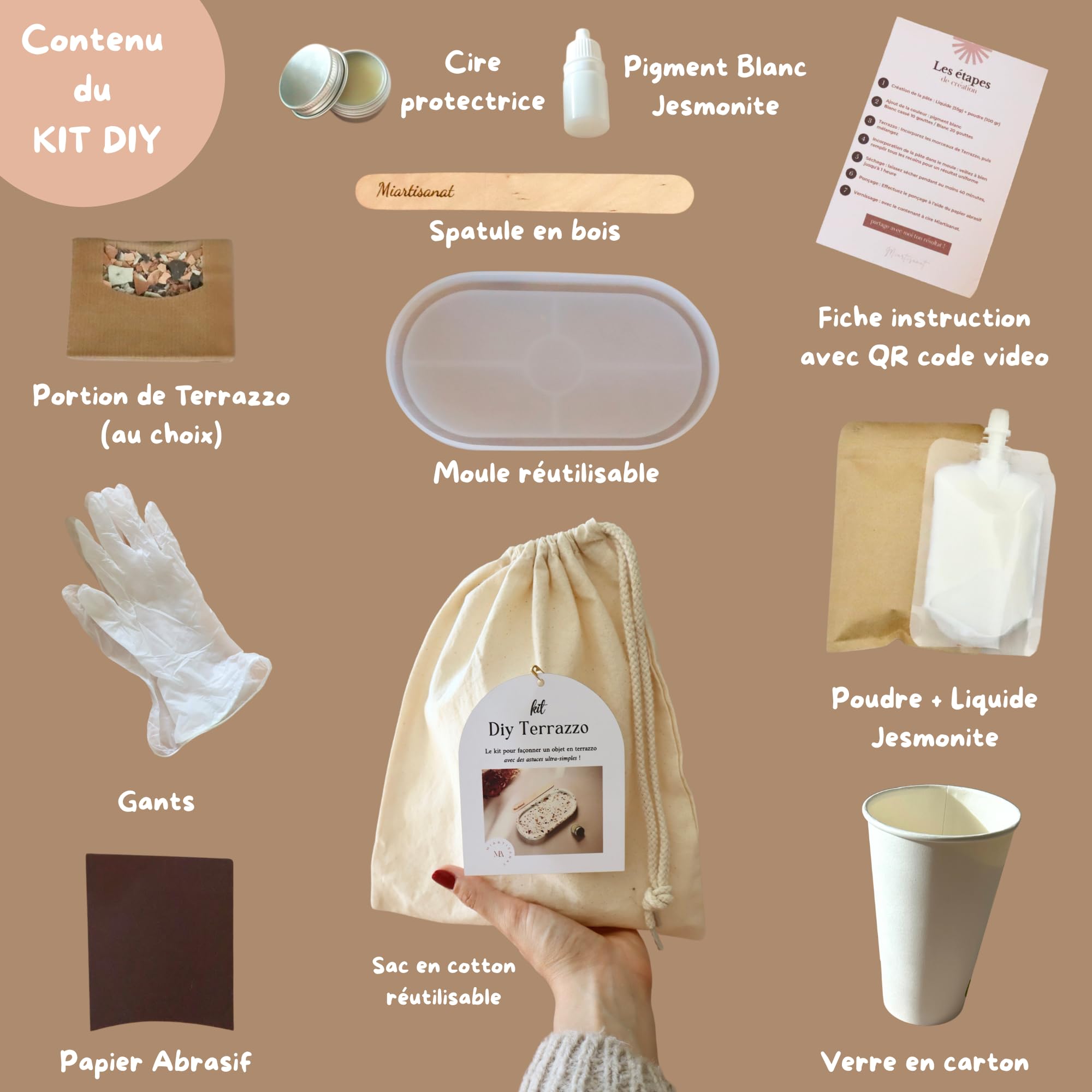 Portion Terrazzo 90g Automne - Éclats Décoratifs Jesmonite Résine Epoxy Plâtre DIY