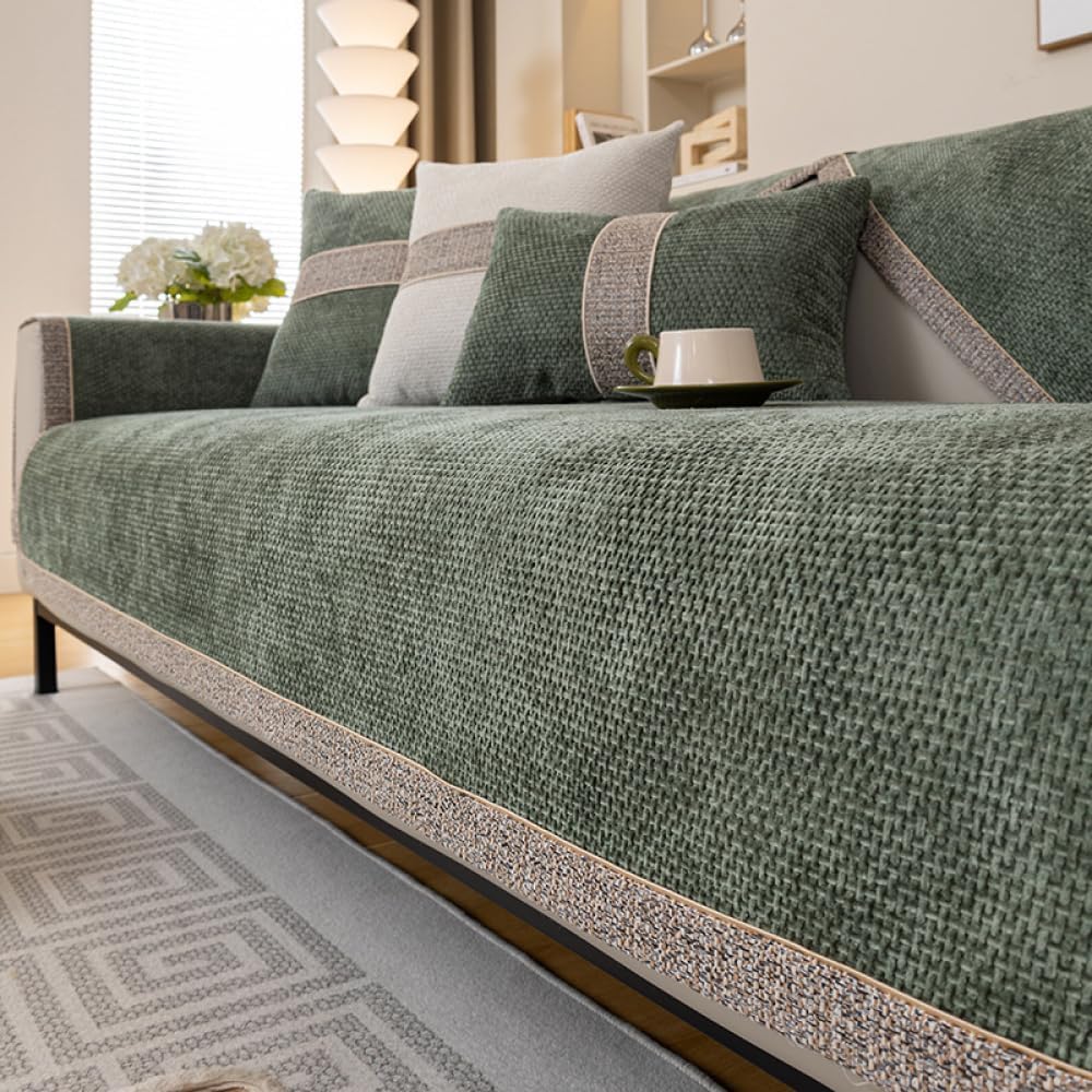 Housse de canapé respirante en chenille pour canapé d'angle anti-poussière