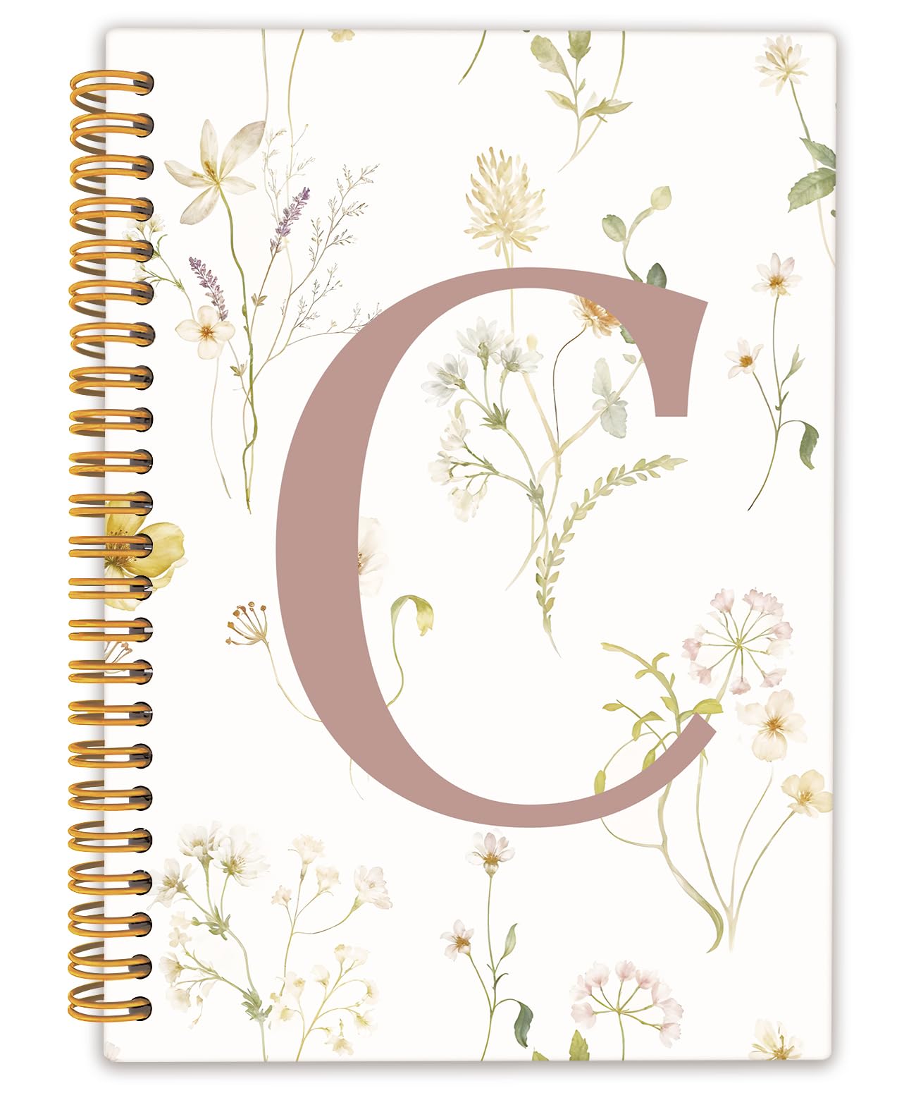 Diario con lettera C iniziale, regalo con monogramma per donne, diario per ragazze adolescenti, carino diario floreale personalizzato per donne, quaderno a spirale con copertina rigida, 5,5 x