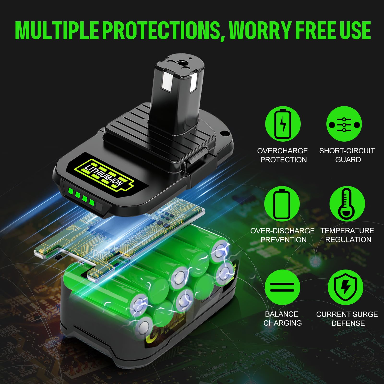 2X 18V 7Ah DREAMDASH Batterie de Remplacement pour Ryobi Batterie ONEPLUS