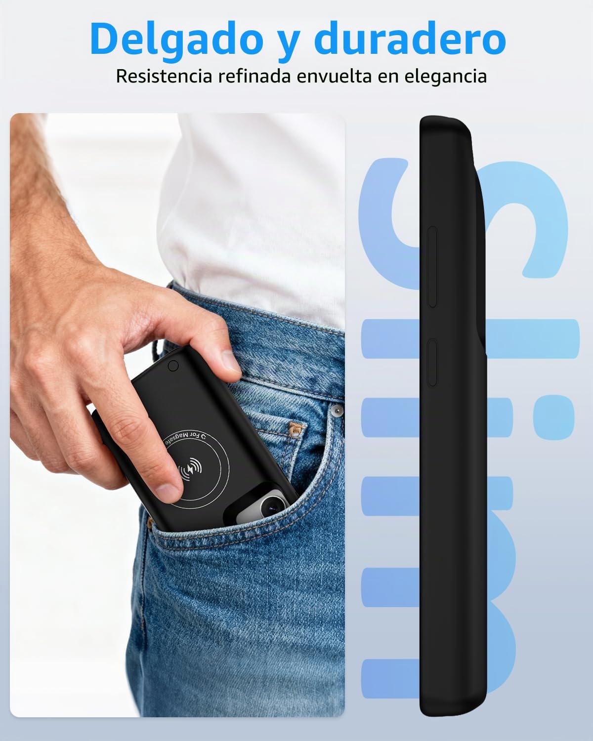 Funda de batería para Samsung S24 Ultra, 15000 mAh, ultrafina, de alta capacidad, magnética, recargable, carga extendida, cargador portátil para Samsung S24 Ultra (6.8 pulgadas), color negro