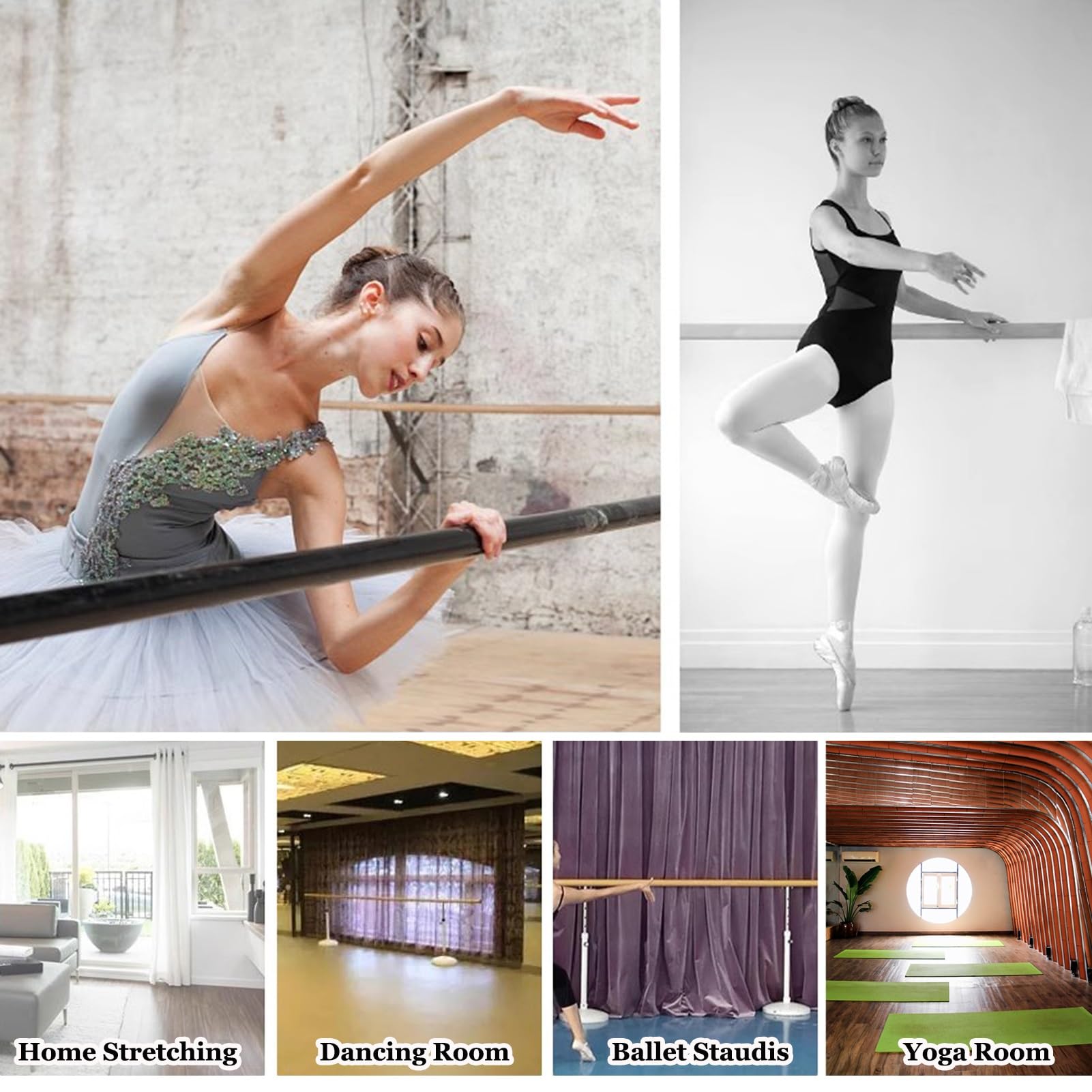 Barra de Ballet para Casa Barra De Ballet De Montaje En Pared para Casa O Estudio, Equipo De Estiramiento De Ballet para Entrenamiento En Casa, Barra De Ballet De Acero con Agarre De Espuma