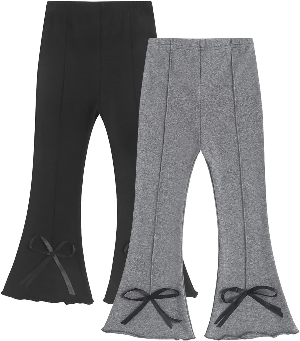 Toddler Girl Flare Pants Cotton Bell Bottoms 2 Pack Solid Girls Flare Leggings Elastic Waist Trousers