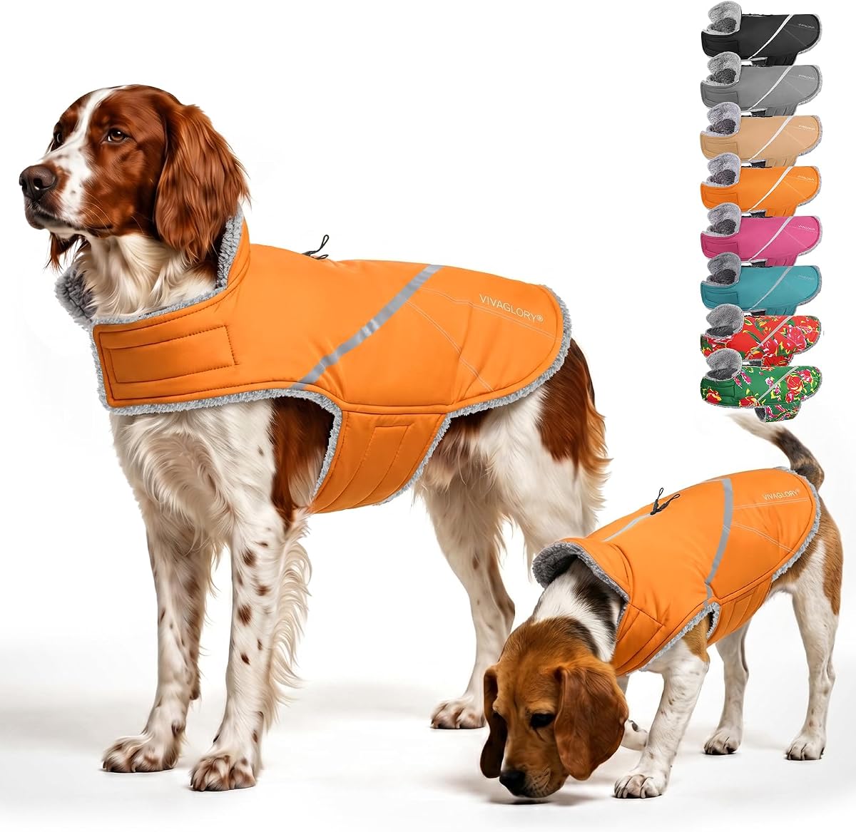 VIVAGLORY Chaqueta para Perros Chaleco de Abrigo de Invierno para Perros cálido Snowrap, M, Naranja
