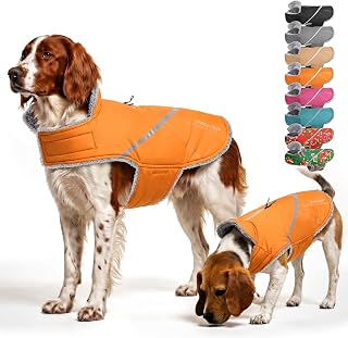 VIVAGLORY Dog Jacket Warm Snowrap Dog Winter Coat Vest, L, Orange