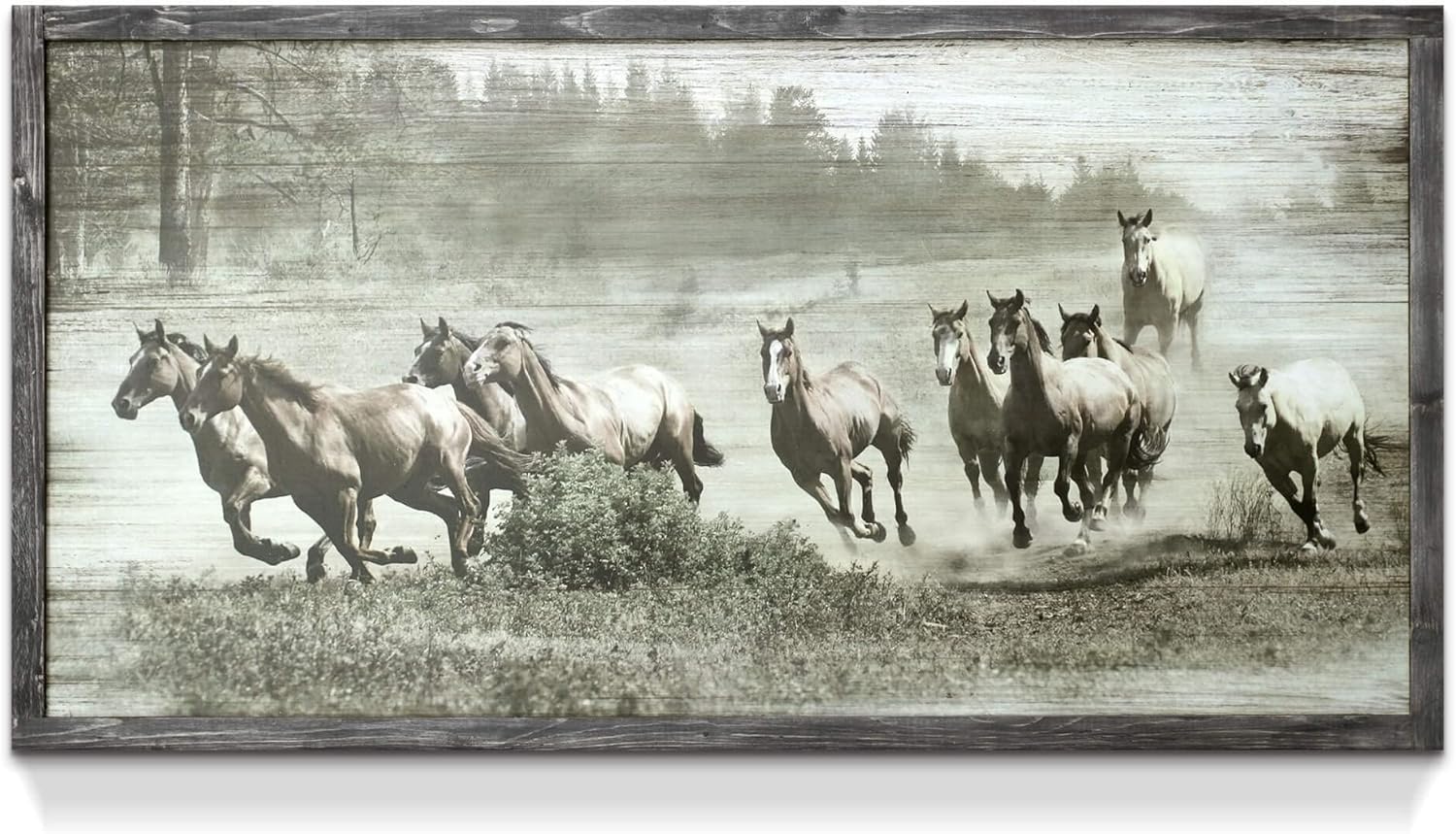 artopia Horse Wooden Farmhouse Wall Art: Farmed Rustic Gray Horse Decor Nature Wildlife Portrait Painting Western Animals for Bedroom Farm 16x12