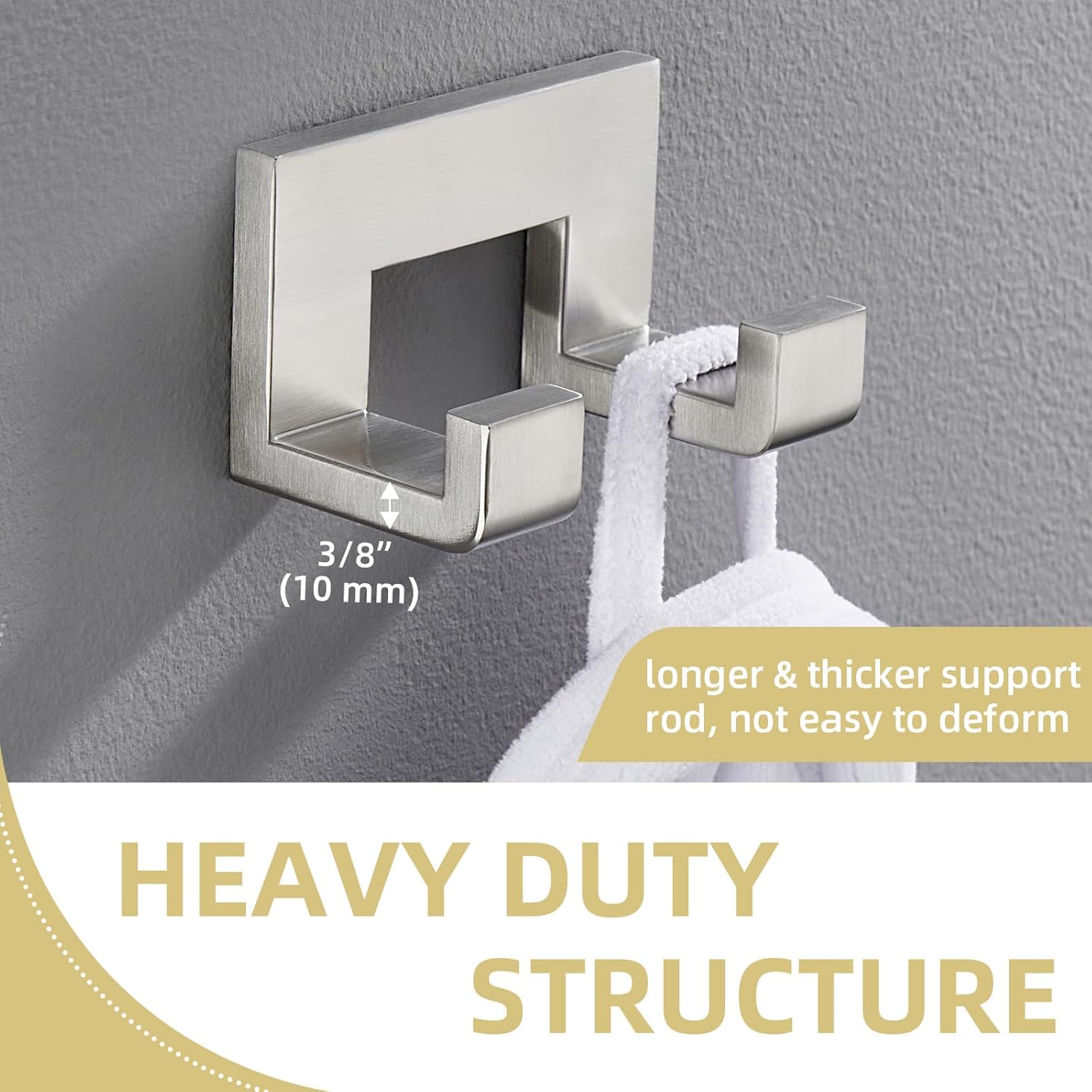 APLusee Brushed Nickel 304 Stainless Steel Double Robe Towel Hook, Towel Holder for Bathroom, Toilet Paper Holder Bundle, Wall Mounted