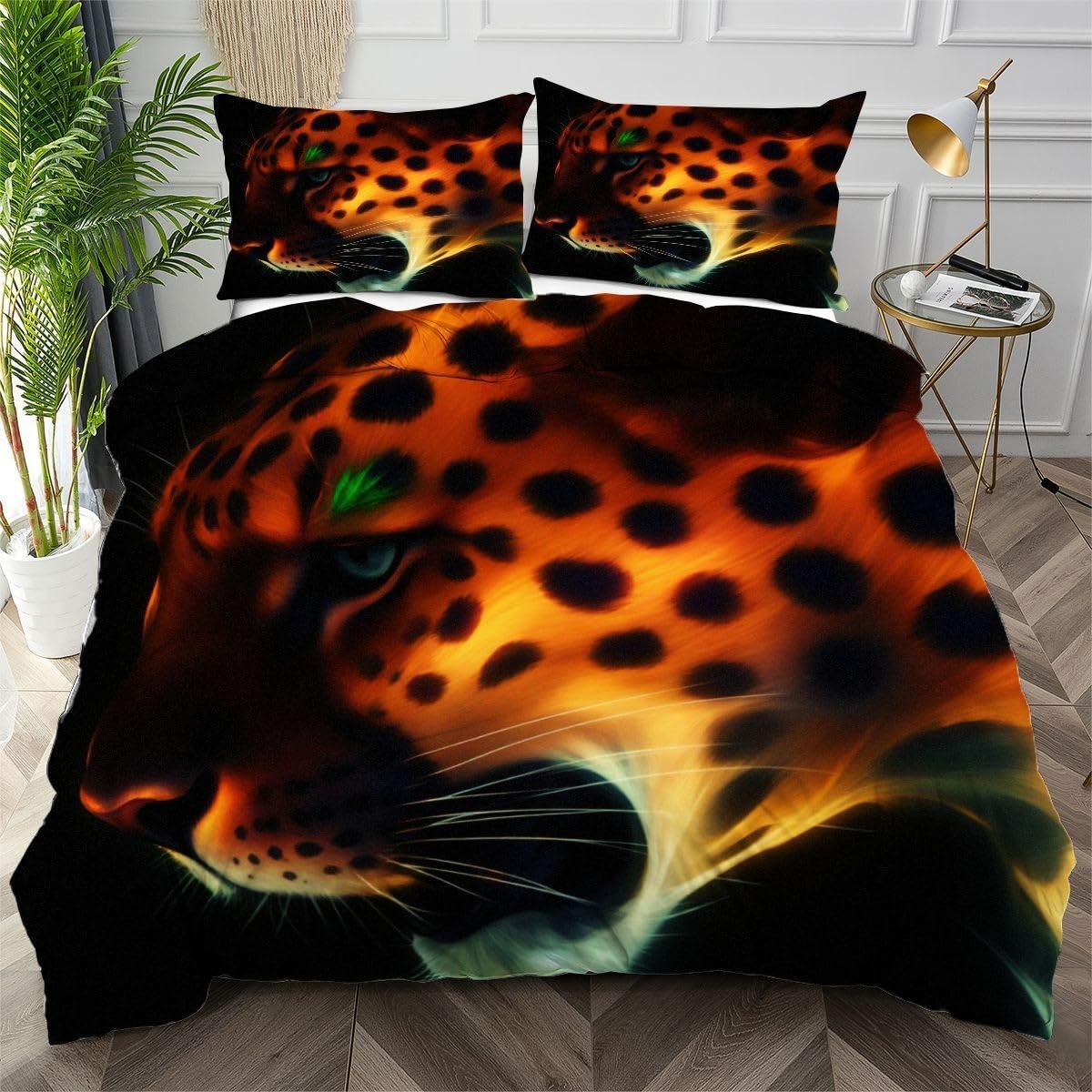 Housse de couette 220x240 léopard jaune résolvant les problèmes de lit froissé