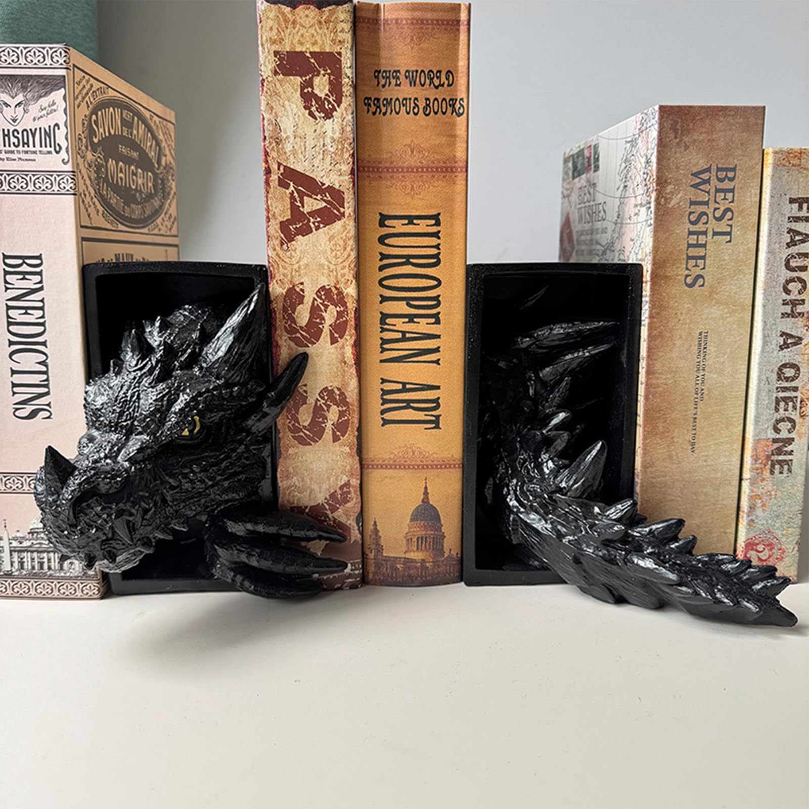 Drachen-Buchstütze, 3D-Design, springt aus dem Regal, Verwendung zwischen Büchern oder am Ende eines Bücherregals oder Einer Bücherecke, Fantasy-Drachen-Dekor