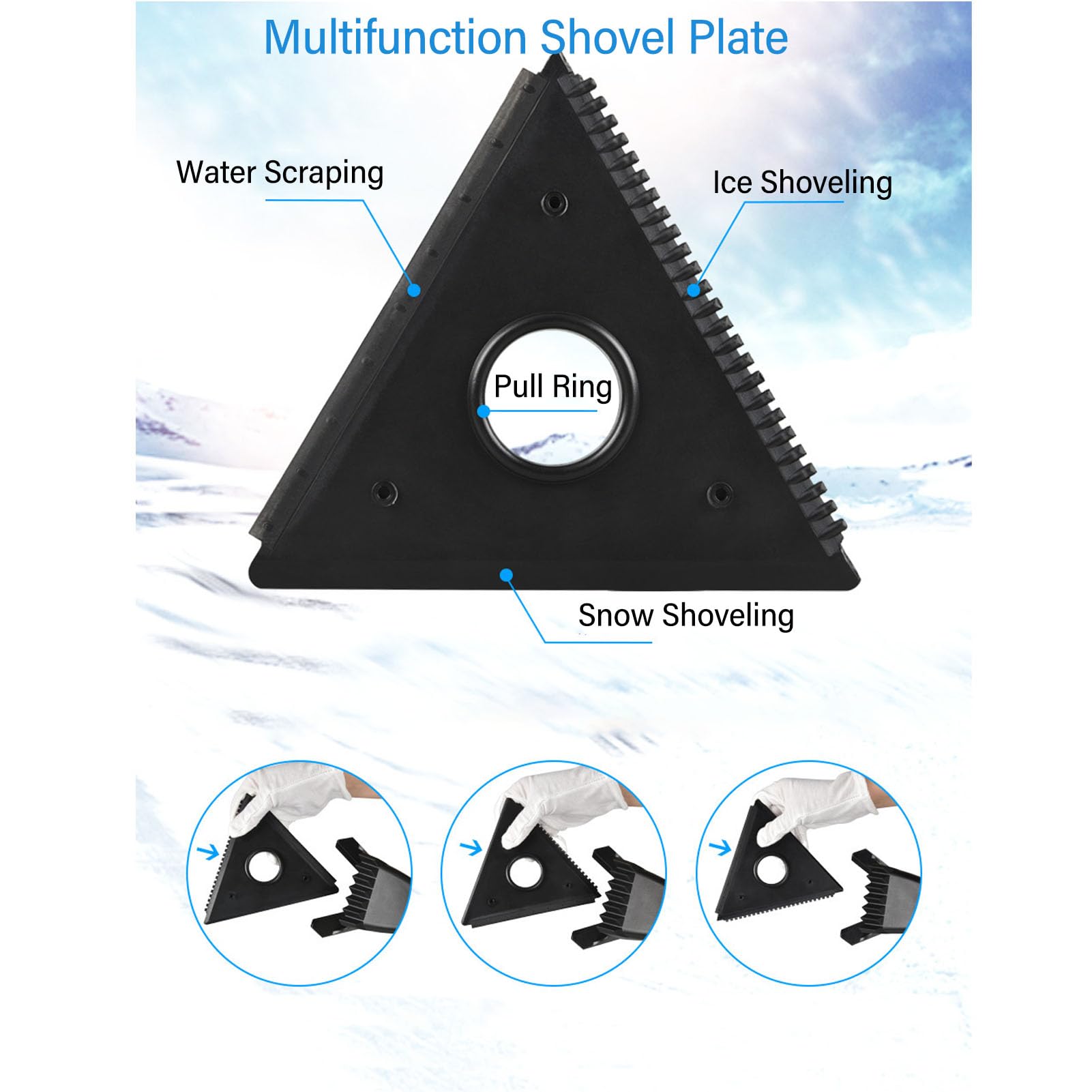 Kit pala da neve multifunzionale, strumenti per la rimozione della neve retrattile in lega di alluminio con spazzola e raschietto per ghiaccio