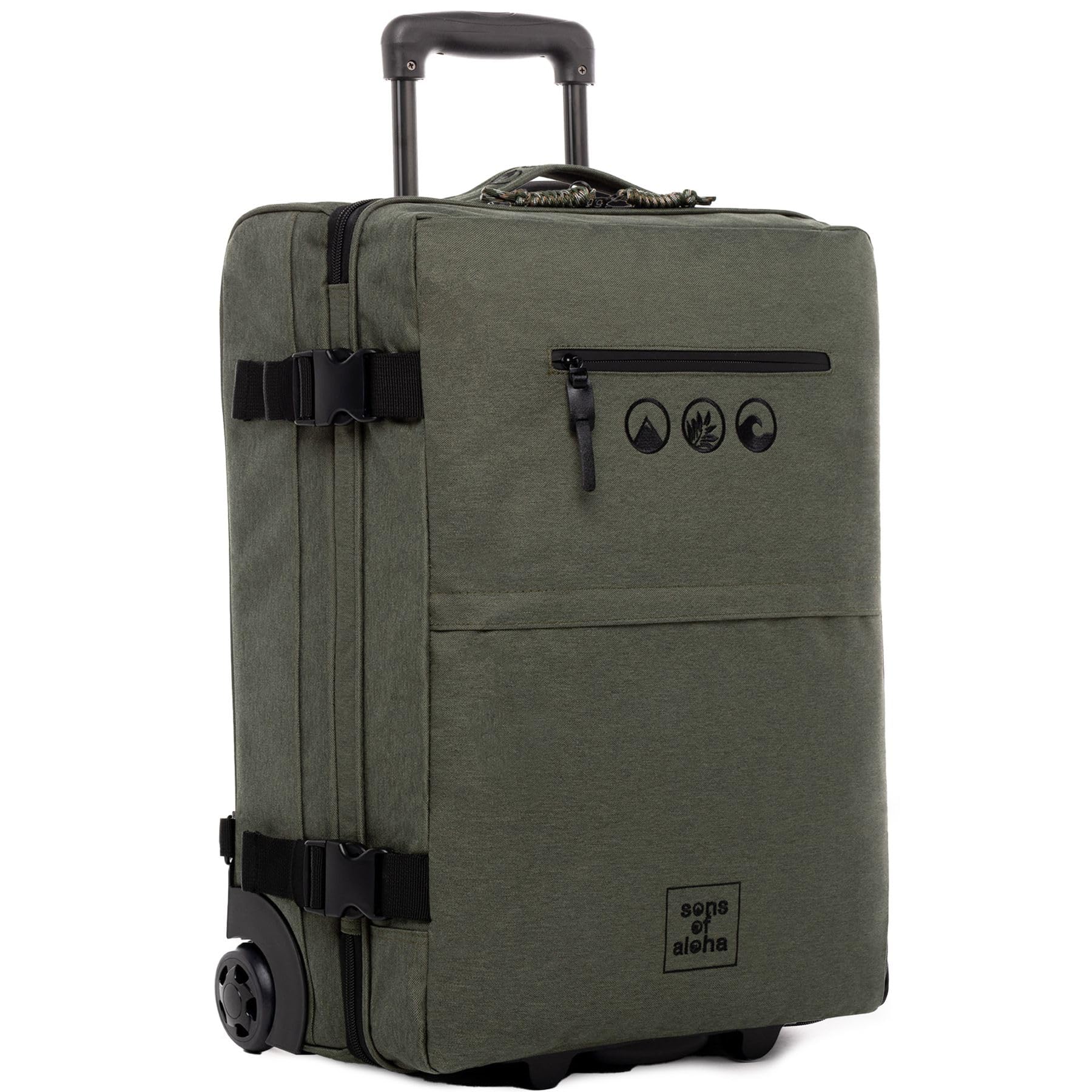 Valigia e zaino da cabina 2 in 1 sostenibile PET riciclato KANE │ valigetta bagaglio cabina 2 ruote uomo donna, da PET riciclato │ valigia rigida impermeabile verde-oliva fatto a mano