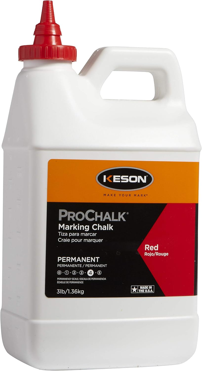 Keson PM103RED ProChalk Semi-Permanent Marking Chalk - Level 4, Red, 3-Pound (6-Pack)