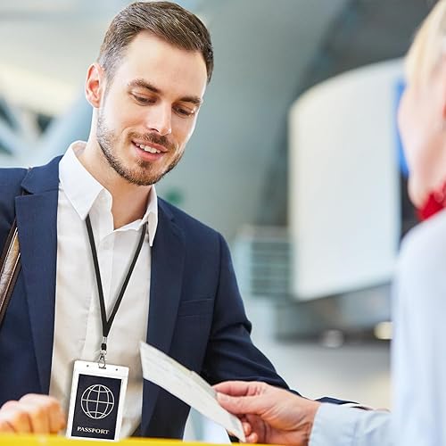 Miniatura 7 de Patelai 50 portatarjetas transparentes de 4 x 5.5 pulgadas con cordón de PVC extra grande, resistente al agua, para tarjetas de crédito, tarjetas