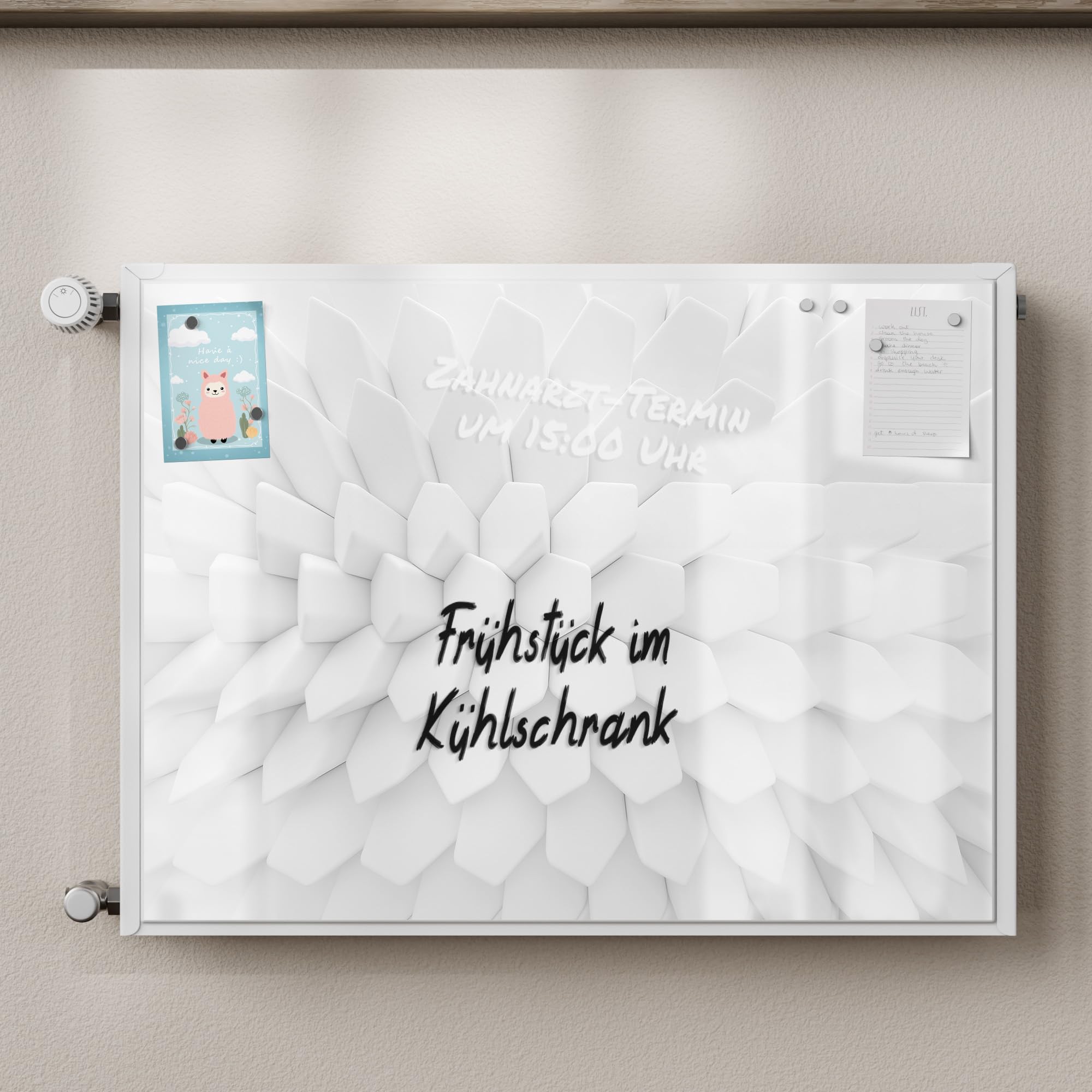 DEQORI Folia magnetyczna do ogrzewania 80 x 60 cm | motyw sześciokątnej harmonii | dekoracyjna mata magnetyczna, ochrona grzejników | magnetyczna folia dekoracyjna, samoprzylepna, magnetyczna i do