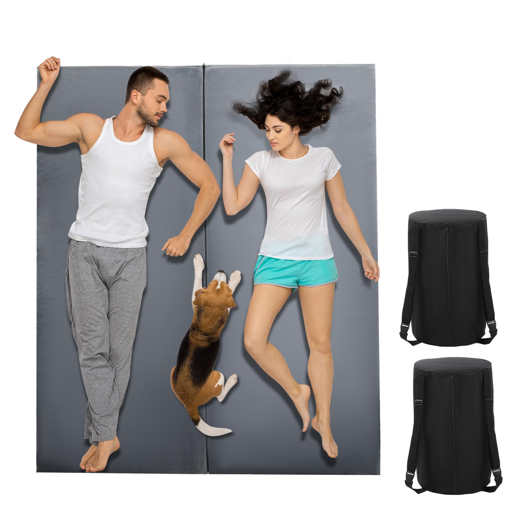 REDCAMP Foldable Memory Foam Camping Mattress, Portable Roll Up Mattress Single with Zipper, Futon Mat Sleeping Pad for Floor Car Tent Indoor Outdoor