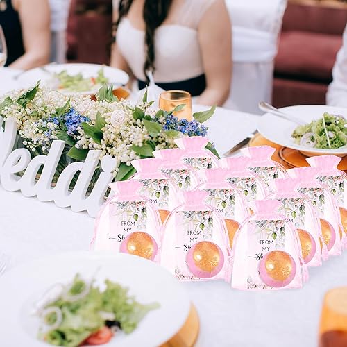 Miniatura 5 de Heigble 30 juegos de bombas de baño rosadas, regalos de despedida de soltera para invitados, baby shower, bombas de baño envueltas individualmente