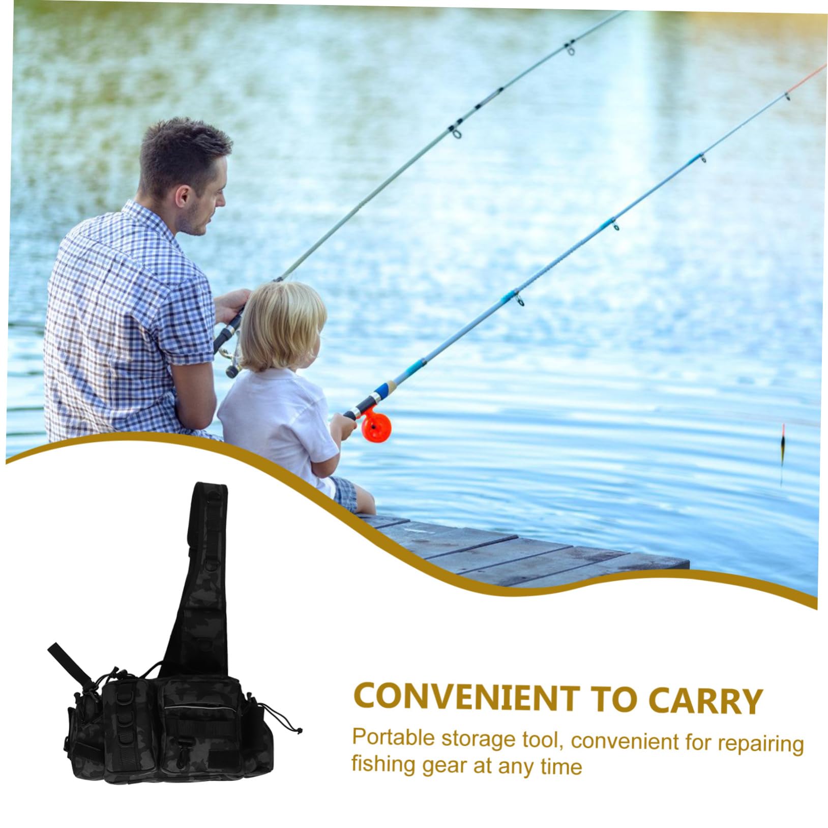 Toyvian Borsa da Pesca Multifunzione, Zaino Mimetico 1 Pezzo | Poliestere, Tracolla e Cintura per Trasporto, Organizzazione Versatile per Outdoor e Caccia