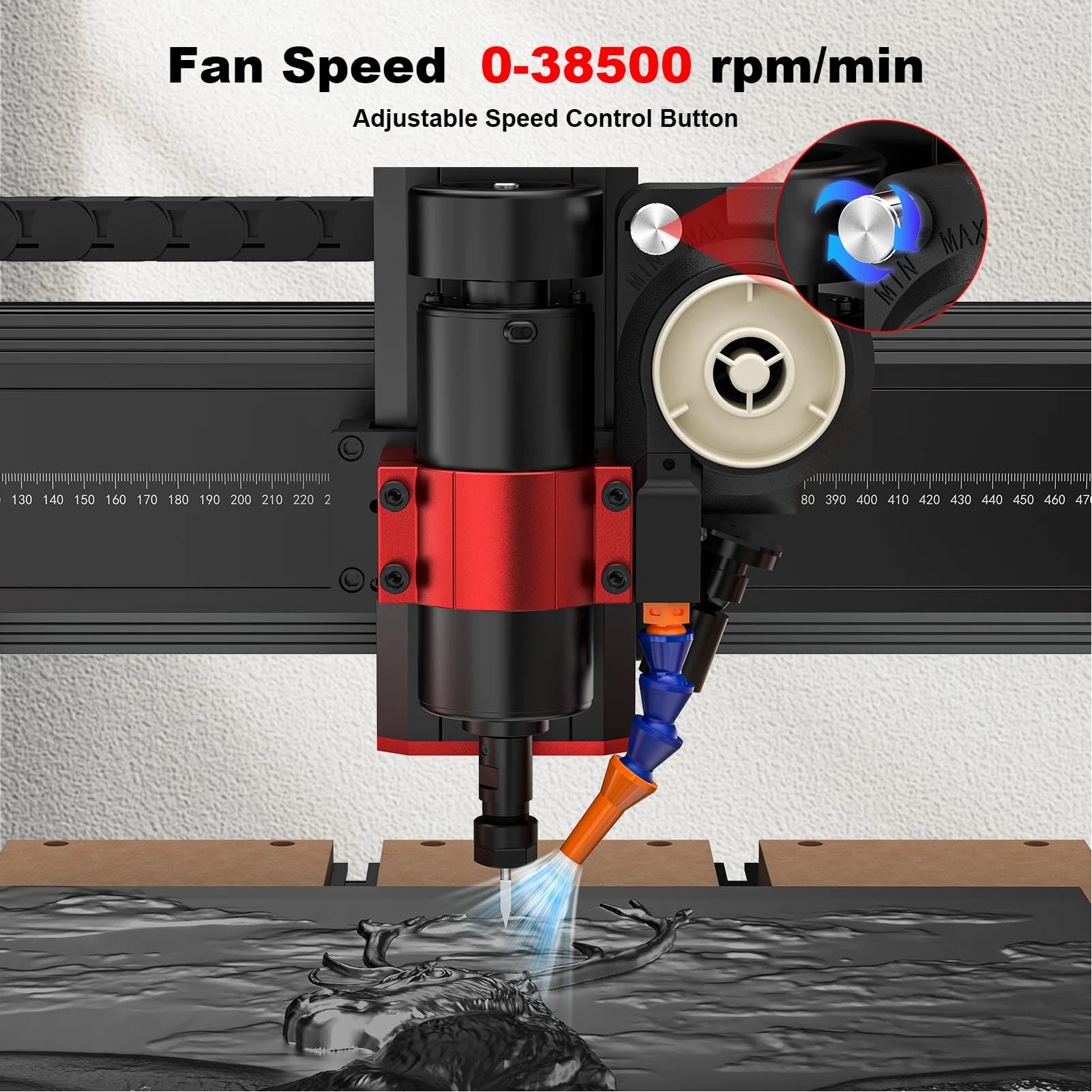 Fafeicy Zestaw Chłodzenia Powietrzem 500 W, Zestaw Chłodzenia Powietrzem 500 W dla Wrzecion o średnicy od 27 Mm do 76 Mm Kompatybilny z Wrzecionami TTC6050 TTCH40 (Wtyczka UE (100-240 V))
