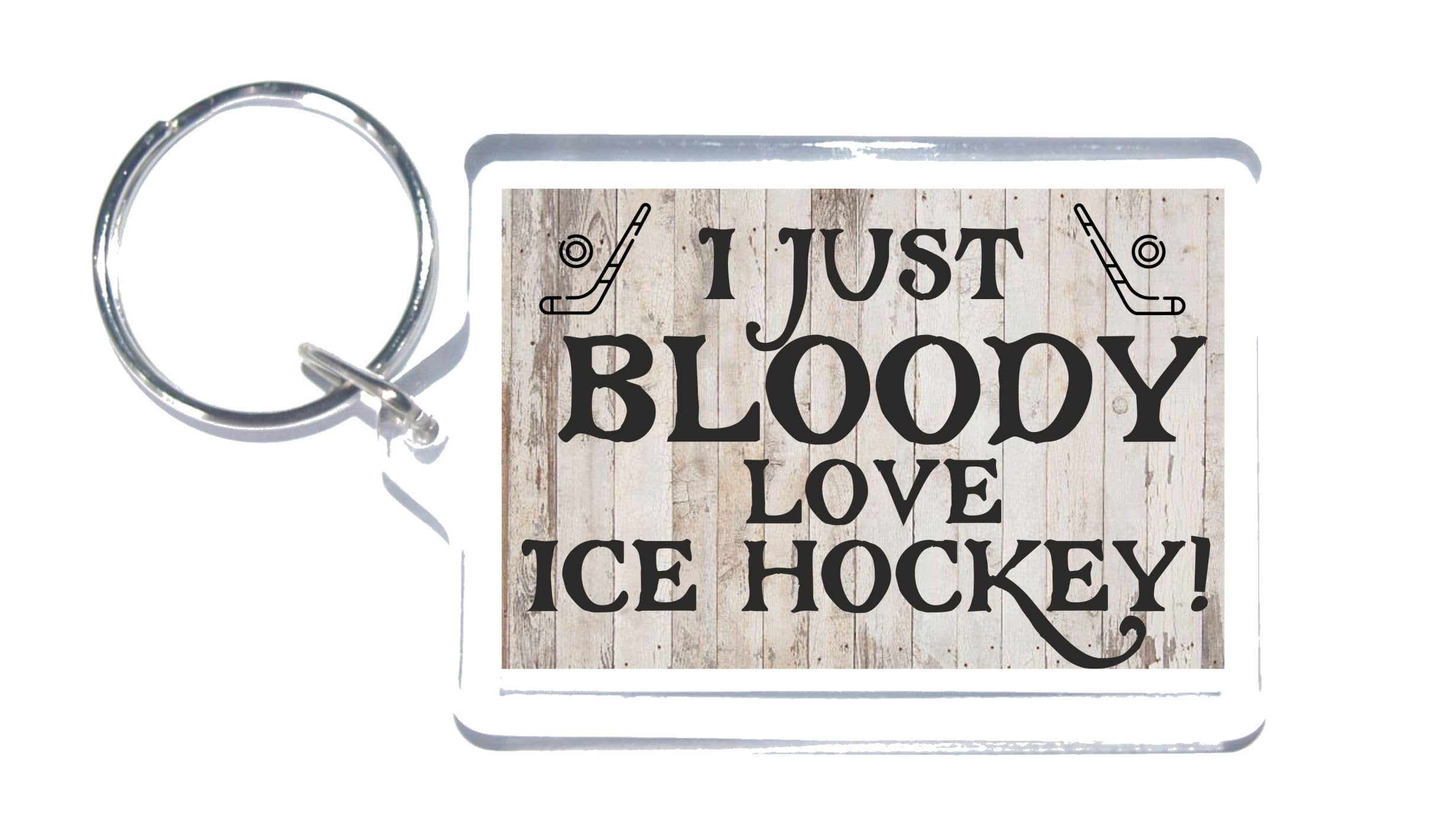 Clare's Cosmetics Fun Ice Hockey Gift - I Just Bloody Love Ice Hockey - Novelty Keyring