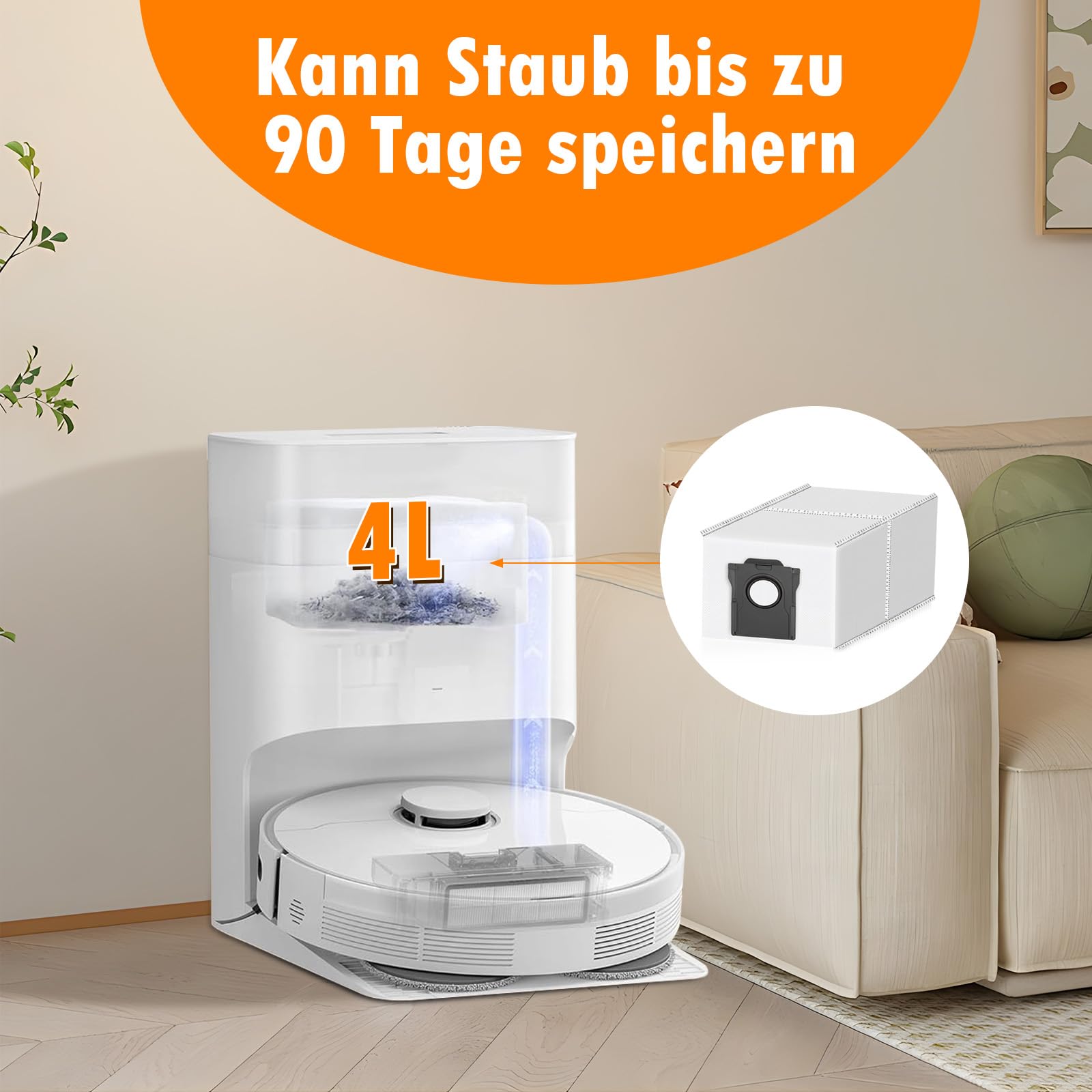 Geoviizon 21 stuks accessoires voor de Dreame L10s Ultra/L10 Ultra robotstofzuiger, 1 hoofdborstel, 4 HEPA-filters, 4 zijborstels, 6 dweilen, 6 stofzuigerzakken