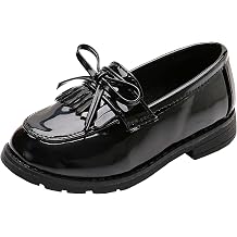 WUIWUIYU Girls Patent Leather Slip-On Penny Loafers Flats Bow Tassel Oxfords Moccasins Dress Shoes