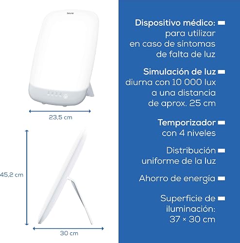 Beurer TL 85 lampe lumière du jour, simulation de la lumière du jour, intensité lumineuse de 14.000 Lux, dispositif médical, avec minuterie, luminothérapie manque de lumière - 7